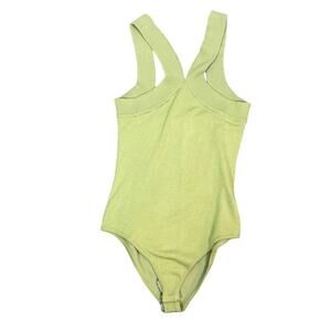 Heathery Ribbed V Neck Bodysuit Size XXL